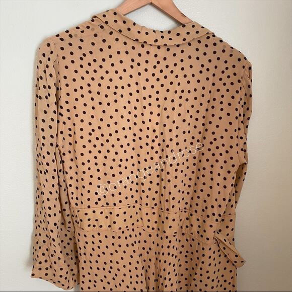 NWT GANNI Tan Black Polka Dot Wrap Maxi Dress 38 M - Picture 11 of 16